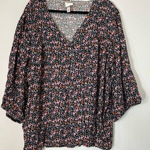 Knox Rose Long Sleeve Button Up Floral Blouse